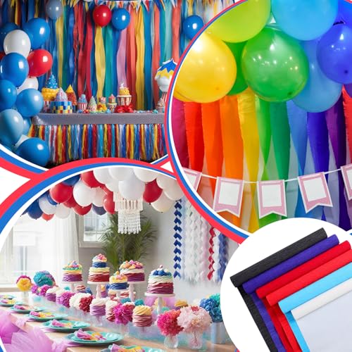 Gersoniel 57 Pcs Crepe Paper DIY Kit for Flower Making, Red and Blue - color: Red and Blue