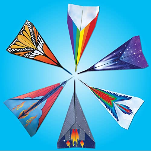 Creativity for Kids Stunt Squadron Fold & Launch Paper Airplanes: Create 80 Paper Airplanes, STEM Science Kit for Kids, Airplane Craft Kit for Kids, Gifts and Toys for Boys (Ages 6+) - style: Large Kit - 80 Airplanes