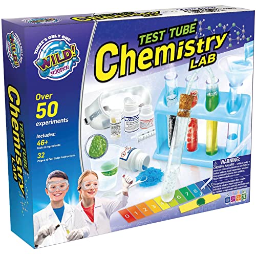 WILD! Science Test Tube Chemistry Lab - 50+ Fun Experiments and Reactions - Science Kits for Kids Age 8-12 - STEM Projects - Chemistry Set