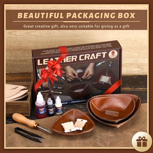 CBHGFEA Leather Crafting Kit, Vegetable Tanned Leather Tray Kit (S, M, L) - color: Style B
