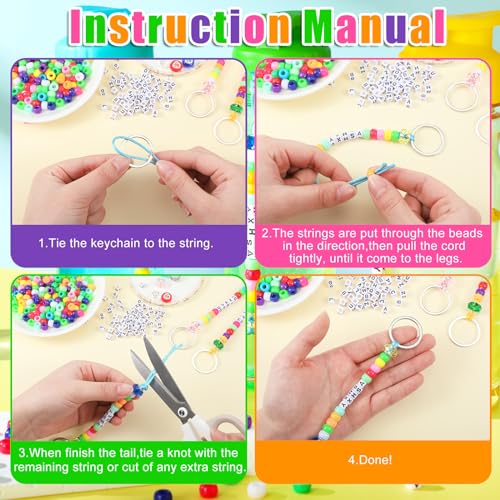 Landical 564 Pcs DIY Bead Keychain Making Kit Name Bead Craft, Classic - color: Candy Color, style: Classic