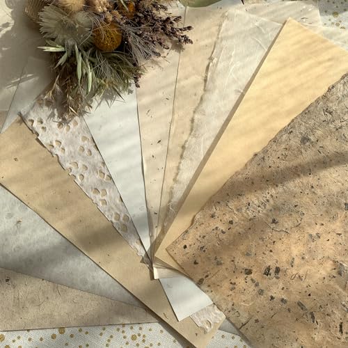 LewuwoPoing 40Pcs Handmade Scrapbook Art Paper Set,Journaling Supplies Craft Textured Colorful a5 handmade paper sheet Mesh Special paper mixed for Junk Journal DIY Materials,5x8 inches size 20 styles