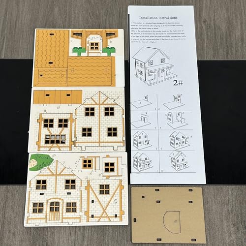 Log Cabin 3D Wooden House Puzzle,DIY Mini Building Model Kit,017 - color: 017