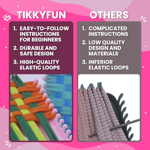 TIKKYFUN Weaving Loom Kit for Kids 2-Person Craft Set with 2 Loom Frames, 288 Loops, 12 Yarn Colors, Potholder Making Kit, Creative DIY Arts & Crafts for Girls Ages 6-12