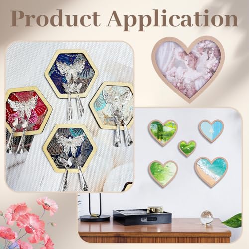 PH PandaHall 10 Sets Heart Photo Frame, Art Picture Frame Blank DIY Wood Panel Boards Love Heart Cutout Frames for Home Office Store Wall Art Decor, Painting, Mosaic, Cross-Stitch, 5 Sizes - size: Heart