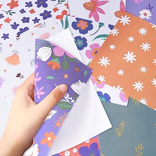 6x6" Cardstock Single Sided Scrapbooking,Craft Decorative Scrap Book Paper - color: 24sheets-fresh flowers