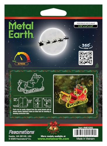 Metal Earth Christmas Sleigh 3D Metal Model Kit Fascinations