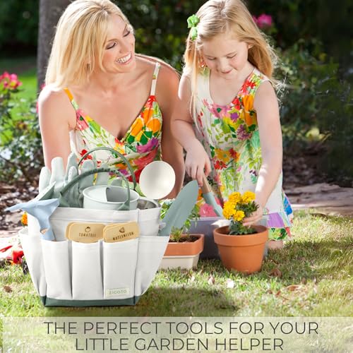 The Ultimate Kids Gardening Set - Safe Toddler Tools for Outdoor Fun - color: Sage Green
