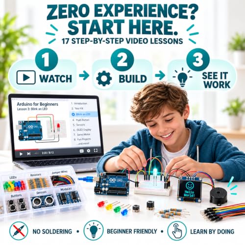 ANGOTFISH Arduino-Compatible Starter Kit for Beginners with OLED & Videos