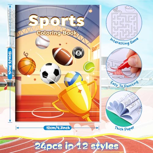 BenLouis 24 Pcs Sports Mini Coloring Books for Kids Party Favors - style: Sports