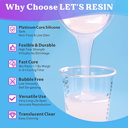 LET'S RESIN Silicone Mold Making Kit 64oz, Platinum Cured Silicone Rubber - size: 64oz
