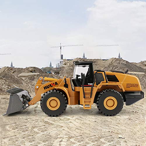 1/50 Scale Diecast Four Wheel Loader Truck Toy, Metal Construction Equipment Bulldozer Models for Kids (Wheel Loader) - style: Wheel Loader