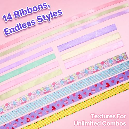 Kiditos DIY Ribbon Bow Maker Kit for Girls Ages 5+, Hair Accessory Set