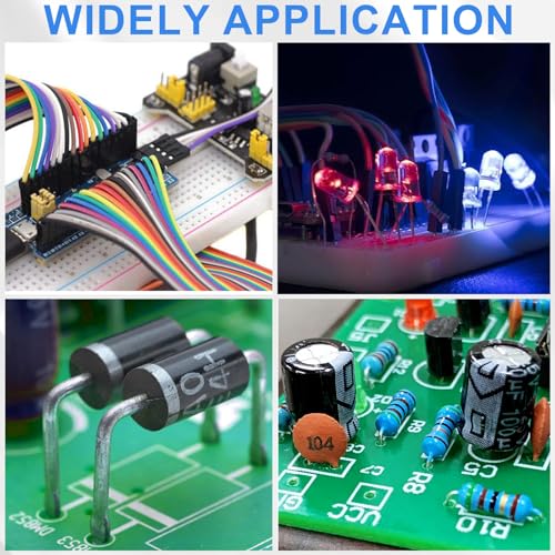 Electronic Component Kit, 1628 Pcs DIY Electronics Kit with LED Diodes, Diodes, Metal Film Resistors, Electrolytic Capacitor, Transistors, Ceramic Capacitors, Dupont Wire, PCB Board, Breadboard - size: 1628 Pcs