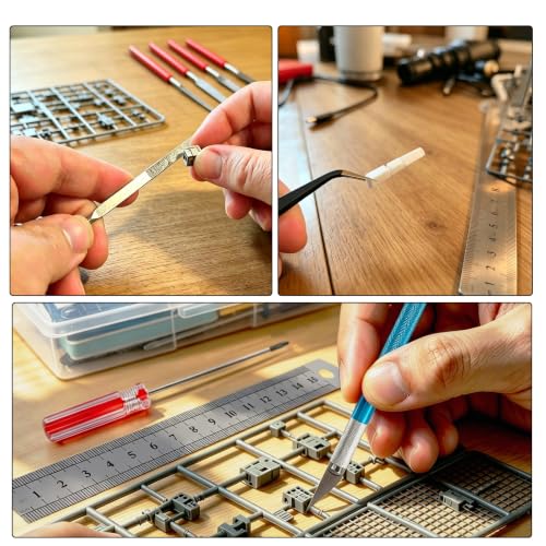 13 PCS Modeler Basic Tools Craft Set Model Building Tools Hobby Tools Kit for Model Assemble Building Repairing and Fixing TS/MXGJ-01 - color: Transparent 02
