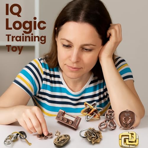Wettarn 9 Pcs Metal Brain Teasers 3D Steel Puzzle Set, Fun Style - style: Fun Style