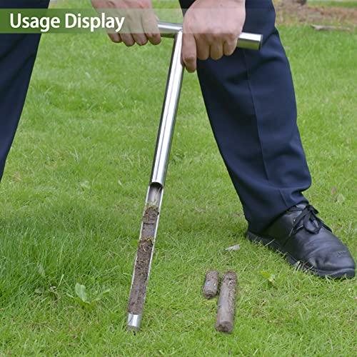 Soil Probe 20 Inch with 2 Bags, Soil Sample Probe for Lawn House Plants, T-Handle Soil Sampler Probe Rod, Stainless Steel Soil Test Kits Tool for Soil Sampling - size: 20"