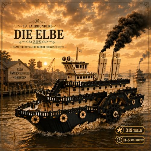 3D Wooden Puzzles for Adults,Paddle Steamer Ship Model Kit, Desk Décor,Gift