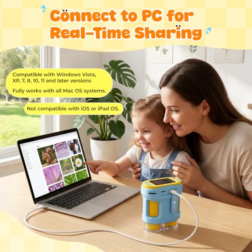 Handheld Microscope for Kids - HTVRONT 1000X Kids Microscope 2.0" HD Screen