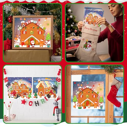 LINAYE 48PCS Make A Gingerbread House Stickers, Christmas Crafts for Kids Toddlers, Gingerbread House Craft Stickers, Christmas Activities Games for Kids Party Favors, 24 Finished Products - style: Gingerbread House 48 Sheets