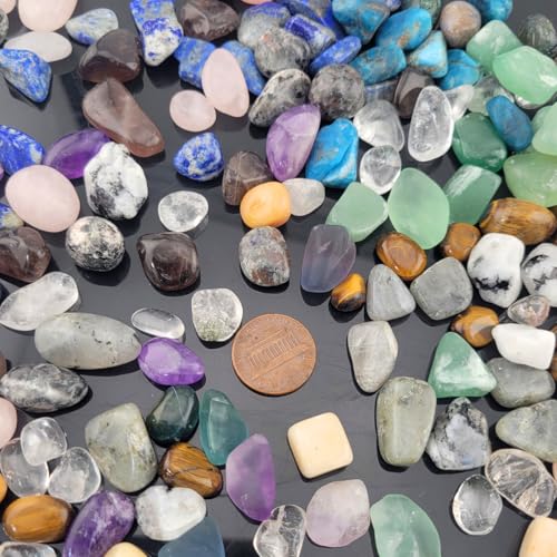 15 Kinds Assorted Tumble Chip Crystals 0.3''-0.5'' Crystal and Gemstones for Jewelry Making Energy Chakra Wicca Reiki (Tumbled) - color: Tumbled