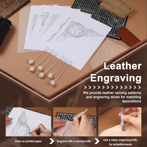 BUTUZE Leather Tools, Leather Crafting Kit with Leather Tool Rack