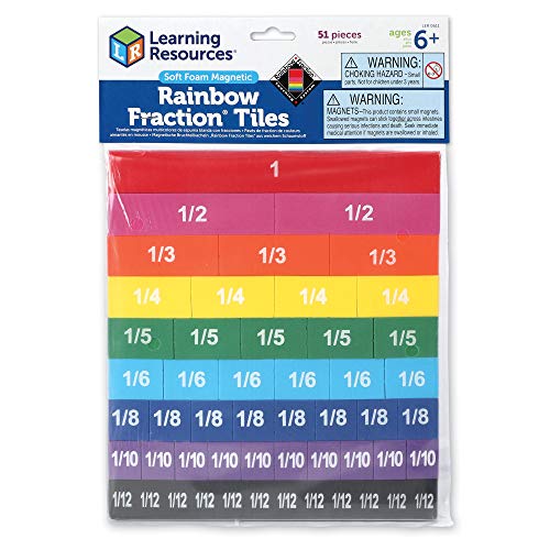 Learning Resources Magnetic Rainbow Fraction Tiles (Pack of 2) - size: 8" x 12 1/2" x 1/4" (Pack of 2)