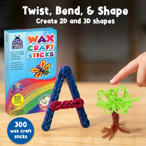 Wax Craft Sticks for Kids 300 PCS in 15 Colors, 6 in & 12 in Lengths