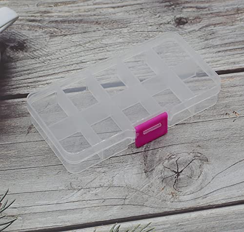 Yansanido 4 Pcs 10 Grids 5 Inch x 2.5 Inch Adjustable Small Removable Plastic Jewelry Organizer Divider Storage Box Jewelry Earring Tool Containers (Clear Pink) - color: Clear Pink