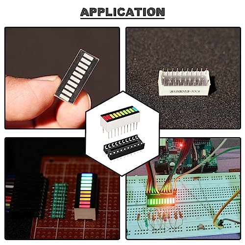8 pcs 10 Segment LED Bar Graph Display red Yellow Blue Green Indicator Color Bar Indicator + 8 pcs DIP-20 Socket for Arduino Electronics Project DIY