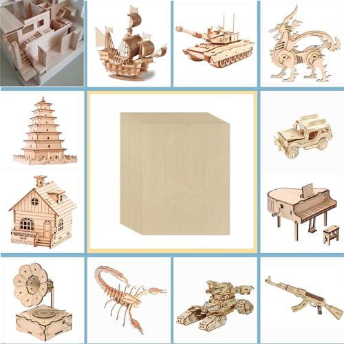 Unfinished Wood Pieces,50Pcs Basswood Sheets 1/16,Thin Plywood Wood Sheets for Crafts,Perfect for DIY Projects, Painting, Drawing, Laser,Engraving,Burning and CNC Cutting(150x100x1.5mm)