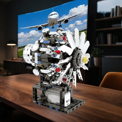 Turbojet Engine Building Set, Aircraft Engine Model kit that Run, Build Your Own Mini Aircraft Model Engine Kit with Motor, STEM Mechanical Physical Science Educational Toys for Kids Adults (558 PCS) - color: Turbojet Engine Building Set