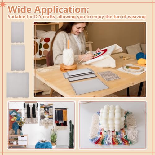 FINGERINSPIRE 24PCS Cardboard Weaving Looms 3 Sizes Paper Weaving Auxiliary Boards Rectangle Paper Knitting Looms Tools for Beginners Knitting Sewing Crochet Basket Jewelry Arts Crafts