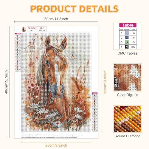 BIGRIMA Horse Diamond Art Painting, Diamond Art Kits for Adults,5D Animals Diamond Art Full Drill Diamond Dots Paintings for Beginners,DIY Crystal Art Painting Kits for Home 30x40 cm - color: Diamond Painting 008