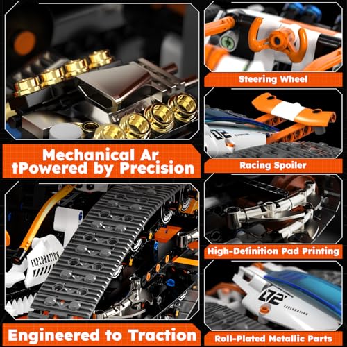 HPROMOT 2 in 1 STEM Crawler Robot Building Kit, App & 2.4G Remote Control Transformable Tracked Vehicle Coding Technic Blocks, Educational Engineering Science Gift for Boys Girls Ages 8-14 - color: H1004