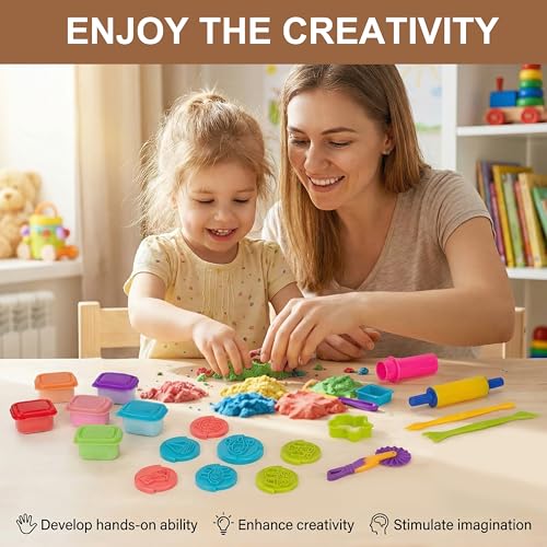 Carolart Sand and Dough Tools Set, 6 Color Cloud Sand Sensory Kit for Kids - style: tool