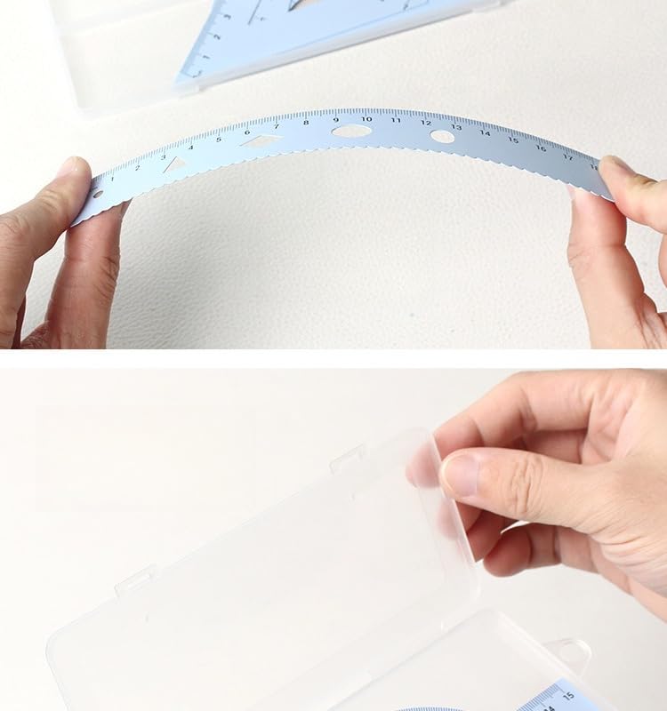 Multifunctional Geometric Ruler Set Protractor Triangle Straight Ruler Hand Measurement Drawing Tools with Storage Box for School Carpentry (Blue-1pc) - color: Blue-1pc
