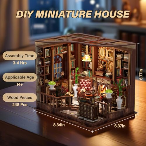 Book Nooks for Adults, DIY Miniature Dollhouse Book Nook Kit - Bank Study - color: 3d-study0