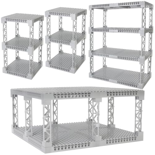 Plates 16x16 with Support Girder Brick Set Multi-Layer Parking Garage - color: Light Bluish Gray, size: 8 PCS