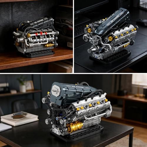 Reobrix V6 Mechanical Engine Model Building Kit for Adults, 1268 Pieces