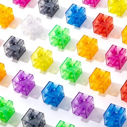 100 Pcs Translucent Linking Cubes – Light Table Manipulatives - color: Translucent Linking Cubes