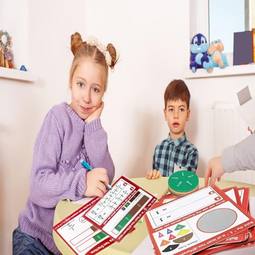 Magnetic Math Fraction Manipulatives, Magnet Fraction Circles Tiles Plus 14 Activity Card, Fractions Puzzle Learn & Compare, Tool Math Teachingroom Manipul Homeschool Elementary Supplies