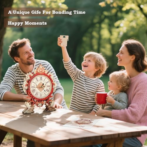 KAAYEE 3D Puzzles for Adults Fire Flower Clock Wooden Puzzle DIY Craft - color: Fire Flower Clock