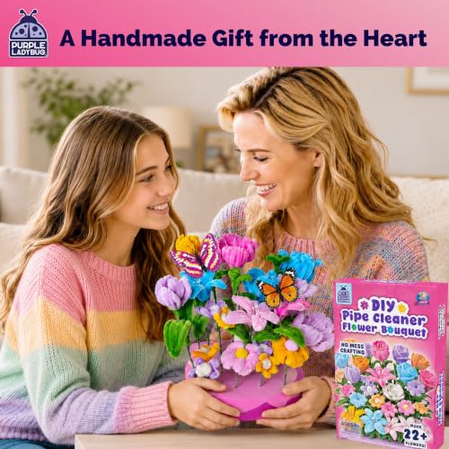 216pcs Pipe Cleaner Flower Kit, Easy to Make, Written & Video Instructions