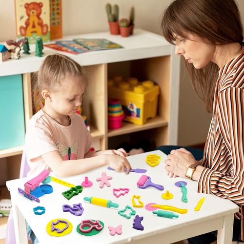 Dough Tools 36pcs Dough Play Tools Set for Kids with Dough Cutters,Roller,Rolling Pins,Dough Extruder