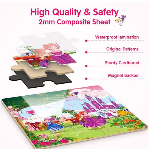 SYNARRY Unicorn Mermaid Princess Magnetic Puzzles for Kids 3-5, Travel Toys - style: Princess Mermaid Unicorn