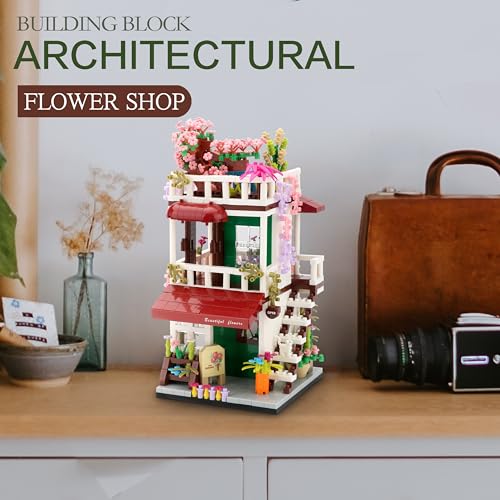 Mini House Building Kit, Street View Flower Shop Building Blocks for Adults - color: Flower Shop