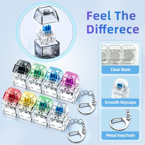 2 PCS Keyboard Fidget Toy, Decompression Button Clicker Keychain with Glowing LED, Portable Tactile Sensory Toys, Stocking Stuffers for Stress Relief, Autism, ASMR, Adults, Teens - color: 2pcs Rainbow