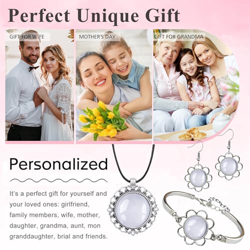 Pendant Trays Set with Glass Cabochon for Jewelry Making Supplies, Floral - color: 8-Flower 01
