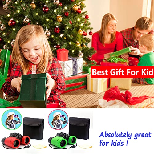 Kids Binoculars Best Gifts for 3-12 Years Boys Girls High-Resolution Optics Shockproof Mini Compact Binocuolar Toys Folding Small Telescope for Bird Watching Camping Outdoor Play - color: Red